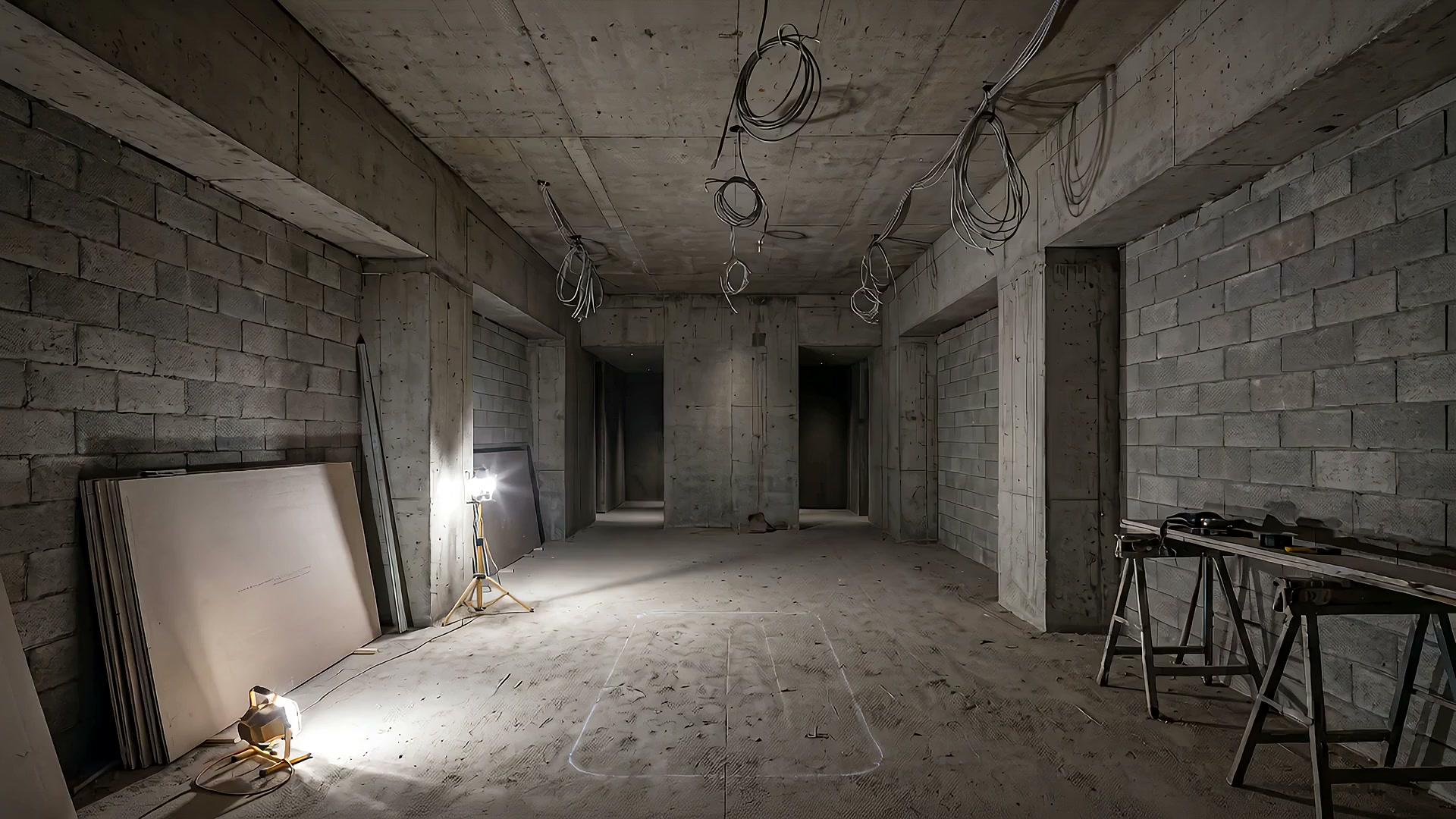 Raw construction shell interior
